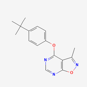 molecular formula C16H17N3O2 B2430274 4-(Tert-butyl)phenyl 3-methylisoxazolo[5,4-d]pyrimidin-4-yl ether CAS No. 672925-30-3