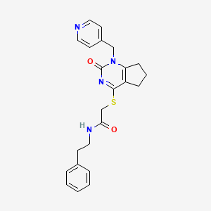 molecular formula C23H24N4O2S B2430279 2-((2-oxo-1-(pyridin-4-ylmethyl)-2,5,6,7-tetrahydro-1H-cyclopenta[d]pyrimidin-4-yl)thio)-N-phenethylacetamide CAS No. 899955-31-8