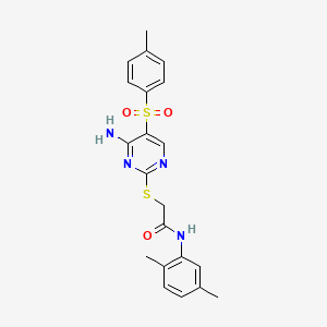molecular formula C21H22N4O3S2 B2430294 2-({4-amino-5-[(4-methylphenyl)sulfonyl]pyrimidin-2-yl}thio)-N-(2,5-dimethylphenyl)acetamide CAS No. 894952-45-5