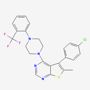 molecular formula C24H20ClF3N4S B2430302 5-(4-クロロフェニル)-6-メチル-4-(4-(2-(トリフルオロメチル)フェニル)ピペラジン-1-イル)チエノ[2,3-d]ピリミジン CAS No. 670270-99-2