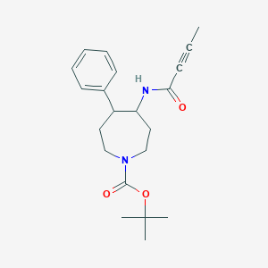 molecular formula C21H28N2O3 B2430309 Tert-butyl 4-(but-2-ynoylamino)-5-phenylazepane-1-carboxylate CAS No. 2411195-54-3