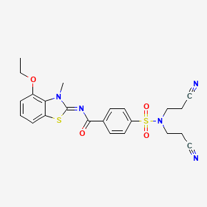 molecular formula C23H23N5O4S2 B2430319 4-[bis(2-cyanoethyl)sulfamoyl]-N-(4-ethoxy-3-methyl-1,3-benzothiazol-2-ylidene)benzamide CAS No. 533868-86-9