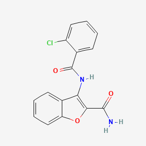 molecular formula C16H11ClN2O3 B2430325 3-(2-Chlorobenzamido)benzofuran-2-carboxamide CAS No. 477510-89-7