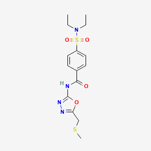 molecular formula C15H20N4O4S2 B2430327 4-(N,N-diethylsulfamoyl)-N-(5-((methylthio)methyl)-1,3,4-oxadiazol-2-yl)benzamide CAS No. 850936-47-9