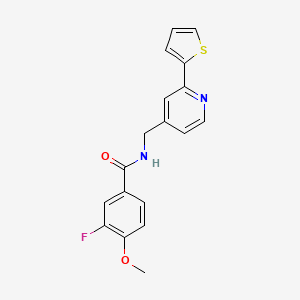 molecular formula C18H15FN2O2S B2430331 3-fluoro-4-methoxy-N-((2-(thiophen-2-yl)pyridin-4-yl)methyl)benzamide CAS No. 2034271-58-2