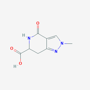 molecular formula C8H9N3O3 B2430334 2-甲基-4-氧代-6,7-二氢-5H-吡唑并[4,3-c]吡啶-6-羧酸 CAS No. 2490403-72-8