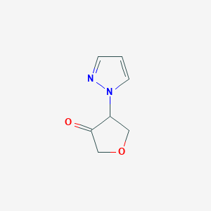 molecular formula C7H8N2O2 B2430347 4-(1H-吡唑-1-基)氧杂环-3-酮 CAS No. 2138420-08-1