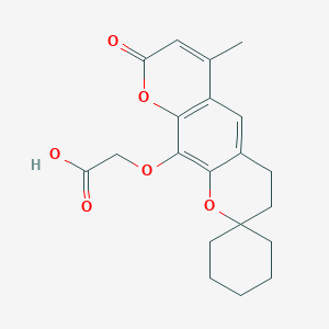 molecular formula C20H22O6 B2430357 [(6'-methyl-8'-oxo-3',4'-dihydro-8'H-spiro[cyclohexane-1,2'-pyrano[3,2-g]chromen]-10'-yl)oxy]acetic acid CAS No. 919738-80-0