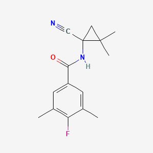 molecular formula C15H17FN2O B2430358 N-(1-Cyano-2,2-dimethylcyclopropyl)-4-fluoro-3,5-dimethylbenzamide CAS No. 2188478-18-2
