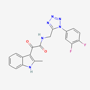 molecular formula C19H14F2N6O2 B2430365 N-((1-(3,4-二氟苯基)-1H-四唑-5-基)甲基)-2-(2-甲基-1H-吲哚-3-基)-2-氧代乙酰胺 CAS No. 941874-99-3