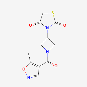 molecular formula C11H11N3O4S B2430377 3-(1-(5-Methylisoxazole-4-carbonyl)azetidin-3-yl)thiazolidine-2,4-dione CAS No. 1798491-00-5