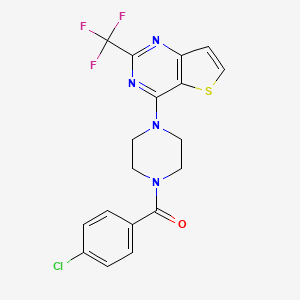 molecular formula C18H14ClF3N4OS B2430381 1-(4-氯苯甲酰)-4-[2-(三氟甲基)噻吩并[3,2-d]嘧啶-4-基]哌嗪 CAS No. 2459725-78-9