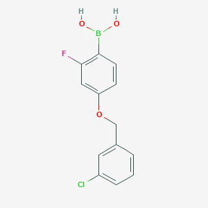 molecular formula C13H11BClFO3 B2430395 {4-[(3-氯苯基)甲氧基]-2-氟苯基}硼酸 CAS No. 2246562-76-3