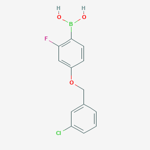 molecular formula C13H11BClFO3 B2430395 {4-[(3-クロロフェニル)メトキシ]-2-フルオロフェニル}ボロン酸 CAS No. 2246562-76-3