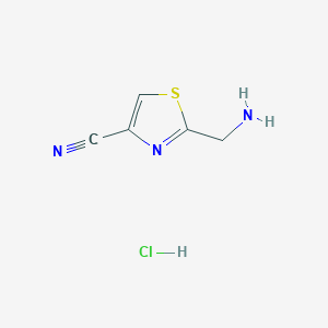 molecular formula C5H6ClN3S B2430398 2-(Aminomethyl)-1,3-thiazole-4-carbonitrile hydrochloride CAS No. 280781-74-0