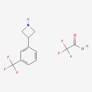 molecular formula C12H11F6NO2 B2430410 3-[3-(三氟甲基)苯基]氮杂环丁烷三氟乙酸 CAS No. 1443237-00-0