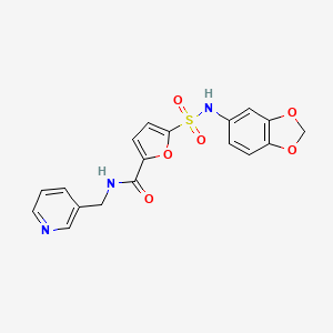 molecular formula C18H15N3O6S B2430414 5-(N-(苯并[d][1,3]二氧杂环-5-基)磺酰胺基)-N-(吡啶-3-基甲基)呋喃-2-甲酰胺 CAS No. 1171014-72-4