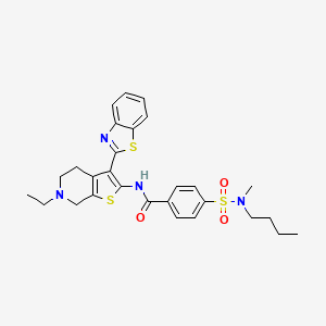 molecular formula C28H32N4O3S3 B2430417 N-(3-(苯并[d]噻唑-2-基)-6-乙基-4,5,6,7-四氢噻吩并[2,3-c]吡啶-2-基)-4-(N-丁基-N-甲基磺酰胺)苯甲酰胺 CAS No. 489470-32-8