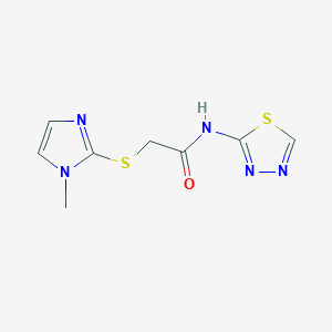 molecular formula C8H9N5OS2 B243043 2-[(1-methyl-1H-imidazol-2-yl)sulfanyl]-N-(1,3,4-thiadiazol-2-yl)acetamide 