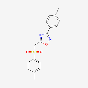 molecular formula C17H16N2O3S B2430431 3-(p-Tolyl)-5-(tosylmethyl)-1,2,4-oxadiazole CAS No. 1105199-17-4