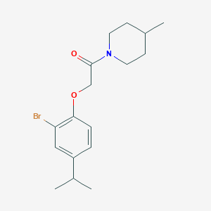 molecular formula C17H24BrNO2 B2430442 2-(2-Bromo-4-propan-2-ylphenoxy)-1-(4-methylpiperidin-1-yl)ethanone CAS No. 768373-76-8