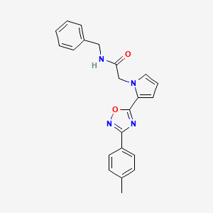 molecular formula C22H20N4O2 B2430462 N-benzyl-2-{2-[3-(4-methylphenyl)-1,2,4-oxadiazol-5-yl]-1H-pyrrol-1-yl}acetamide CAS No. 1260624-14-3