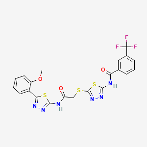 N-[5-[2-[[5-(2-methoxyphenyl)-1,3,4-thiadiazol-2-yl]amino]-2-oxoethyl]sulfanyl-1,3,4-thiadiazol-2-yl]-3-(trifluoromethyl)benzamide