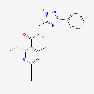 molecular formula C20H24N6OS B2430479 2-tert-butyl-4-methyl-6-(methylsulfanyl)-N-[(3-phenyl-1H-1,2,4-triazol-5-yl)methyl]pyrimidine-5-carboxamide CAS No. 1424611-20-0