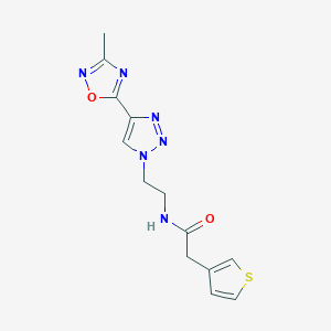 molecular formula C13H14N6O2S B2430482 N-(2-(4-(3-methyl-1,2,4-oxadiazol-5-yl)-1H-1,2,3-triazol-1-yl)ethyl)-2-(thiophen-3-yl)acetamide CAS No. 2034589-73-4