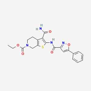 molecular formula C21H20N4O5S B2430488 ethyl 3-carbamoyl-2-(5-phenylisoxazole-3-carboxamido)-4,5-dihydrothieno[2,3-c]pyridine-6(7H)-carboxylate CAS No. 1172048-63-3