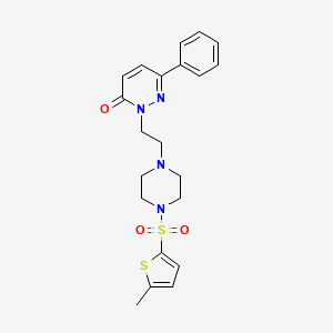 molecular formula C21H24N4O3S2 B2430499 2-(2-(4-((5-甲硫代苯-2-基)磺酰基)哌嗪-1-基)乙基)-6-苯基嘧啶并[3,2-h]-1(2h)-酮 CAS No. 1105250-29-0