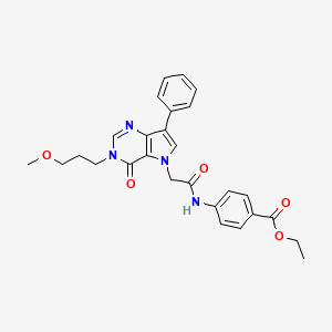 molecular formula C27H28N4O5 B2430506 ethyl 4-({[3-(3-methoxypropyl)-4-oxo-7-phenyl-3,4-dihydro-5H-pyrrolo[3,2-d]pyrimidin-5-yl]acetyl}amino)benzoate CAS No. 1251688-80-8