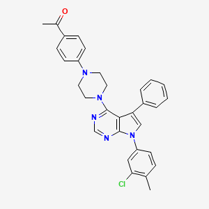 molecular formula C31H28ClN5O B2430510 1-(4-(4-(7-(3-chloro-4-methylphenyl)-5-phenyl-7H-pyrrolo[2,3-d]pyrimidin-4-yl)piperazin-1-yl)phenyl)ethanone CAS No. 477239-22-8