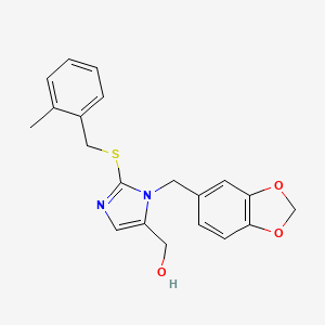 molecular formula C20H20N2O3S B2430517 [3-(1,3-苯并二氧杂环-5-基甲基)-2-[(2-甲苯基)甲硫基]咪唑-4-基]甲醇 CAS No. 858892-03-2
