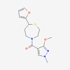 molecular formula C15H19N3O3S B2430521 (7-(furan-2-yl)-1,4-thiazepan-4-yl)(3-methoxy-1-methyl-1H-pyrazol-4-yl)methanone CAS No. 1790202-96-8
