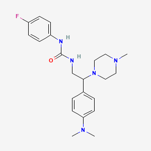 molecular formula C22H30FN5O B2430528 1-(2-(4-(二甲氨基)苯基)-2-(4-甲基哌嗪-1-基)乙基)-3-(4-氟苯基)脲 CAS No. 848769-39-1