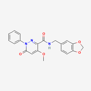 molecular formula C20H17N3O5 B2430537 N-(1,3-benzodioxol-5-ylmethyl)-4-methoxy-6-oxo-1-phenylpyridazine-3-carboxamide CAS No. 941948-32-9
