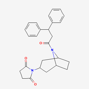molecular formula C26H28N2O3 B2430551 1-((1R,5S)-8-(3,3-二苯丙酰)-8-氮杂双环[3.2.1]辛烷-3-基)吡咯烷-2,5-二酮 CAS No. 1903178-57-3