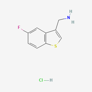 molecular formula C9H9ClFNS B2430552 (5-Fluoro-1-benzotiofen-3-il)metanamina;clorhidrato CAS No. 871013-22-8