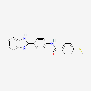 molecular formula C21H17N3OS B2430560 N-(4-(1H-benzo[d]imidazol-2-yl)phenyl)-4-(methylthio)benzamide CAS No. 896352-93-5