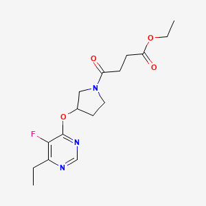 molecular formula C16H22FN3O4 B2430566 Ethyl-4-(3-((6-Ethyl-5-fluorpyrimidin-4-yl)oxy)pyrrolidin-1-yl)-4-oxobutanoat CAS No. 2034248-14-9