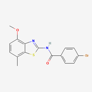 molecular formula C16H13BrN2O2S B2430574 4-溴-N-(4-甲氧基-7-甲基-1,3-苯并噻唑-2-基)苯甲酰胺 CAS No. 912760-90-8