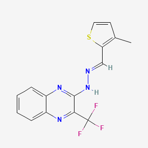 molecular formula C15H11F3N4S B2430575 3-甲基-2-噻吩甲醛 N-[3-(三氟甲基)-2-喹喔啉基]腙 CAS No. 338962-30-4