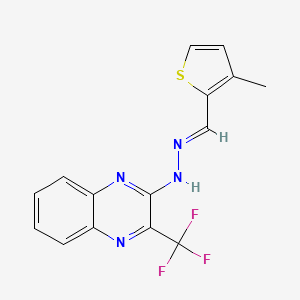 molecular formula C15H11F3N4S B2430575 3-methyl-2-thiophenecarbaldehyde N-[3-(trifluoromethyl)-2-quinoxalinyl]hydrazone CAS No. 338962-30-4