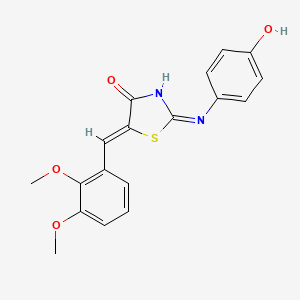 molecular formula C18H16N2O4S B2430580 (2Z,5Z)-5-(2,3-dimethoxybenzylidene)-2-((4-hydroxyphenyl)imino)thiazolidin-4-one CAS No. 461673-83-6