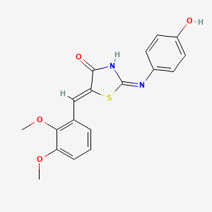 molecular formula C18H16N2O4S B2430580 (2Z,5Z)-5-(2,3-二甲氧基亚苄基)-2-((4-羟基苯基)亚氨基)噻唑烷-4-酮 CAS No. 461673-83-6