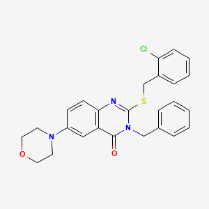 molecular formula C26H24ClN3O2S B2430582 3-Benzyl-2-{[(2-Chlorphenyl)methyl]sulfanyl}-6-(Morpholin-4-yl)-3,4-dihydrochinazolin-4-on CAS No. 422278-92-0