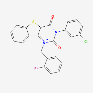 5-(3-Chlorophenyl)-3-[(2-fluorophenyl)methyl]-8-thia-3,5-diazatricyclo[7.4.0.0^{2,7}]trideca-1(9),2(7),10,12-tetraene-4,6-dione