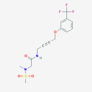 molecular formula C15H17F3N2O4S B2430585 2-(N-methylmethylsulfonamido)-N-(4-(3-(trifluoromethyl)phenoxy)but-2-yn-1-yl)acetamide CAS No. 1421465-04-4