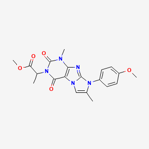 molecular formula C20H21N5O5 B2430602 methyl 2-(8-(4-methoxyphenyl)-1,7-dimethyl-2,4-dioxo-1H-imidazo[2,1-f]purin-3(2H,4H,8H)-yl)propanoate CAS No. 887466-63-9